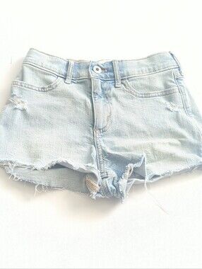 Abercrombie Kids Girl' High-Rise Relax Short Light Wash Distressed Size 9/10